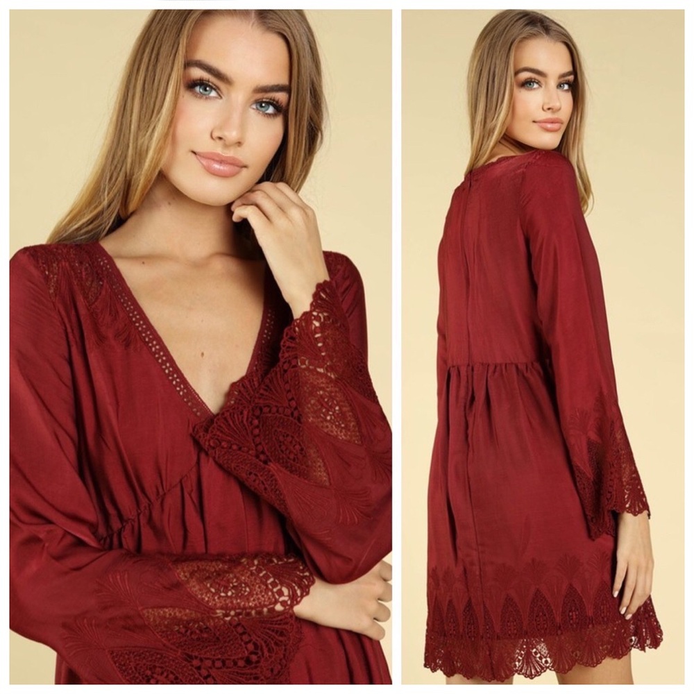 Red wine boho dress